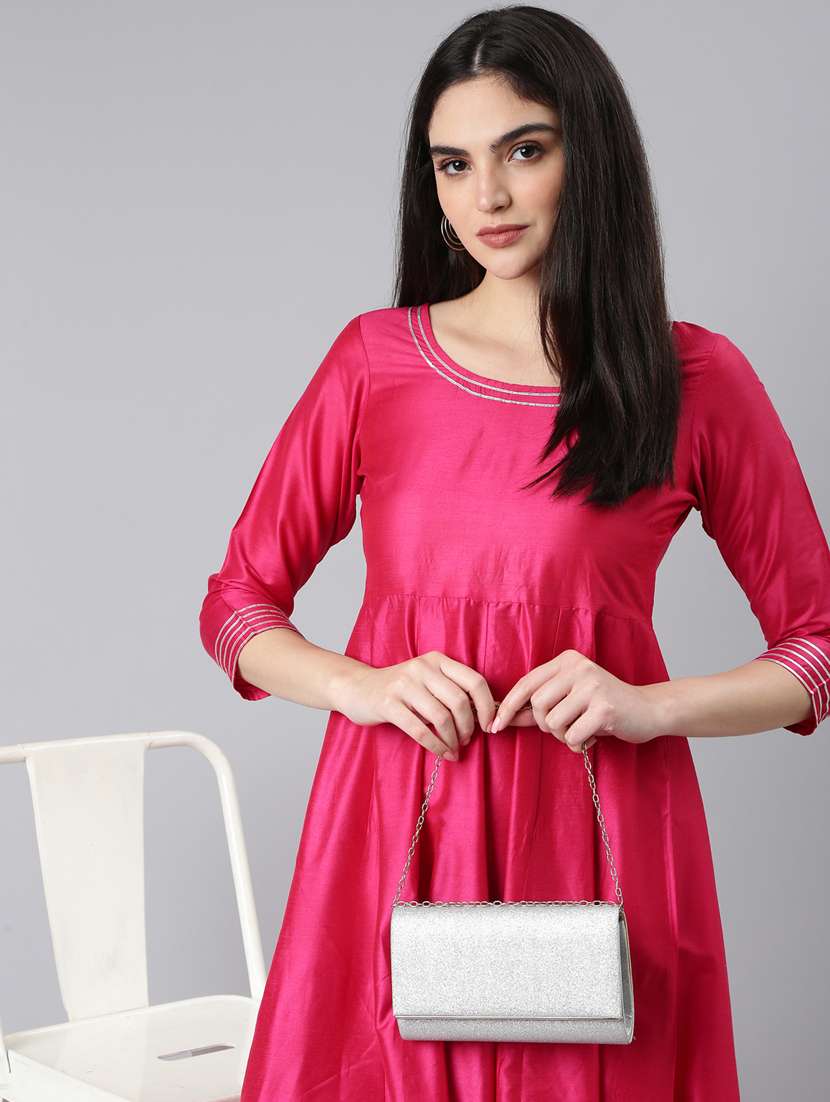 magenta gota work empire line ethnic dress - 20383375 -  Standard Image - 3