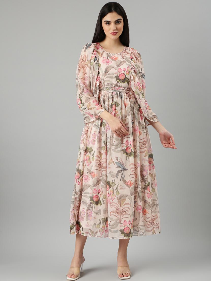 beige floral maxi dress - 20383387 - Zoom Image - 0