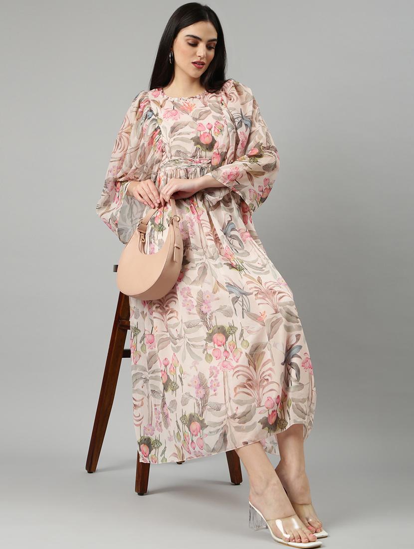 beige floral maxi dress - 20383387 - Standard Image - 3