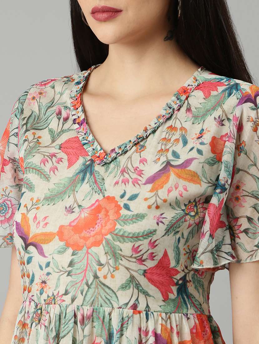 taupe vintage floral fit & flare dress - 20383389 -  Standard Image - 5