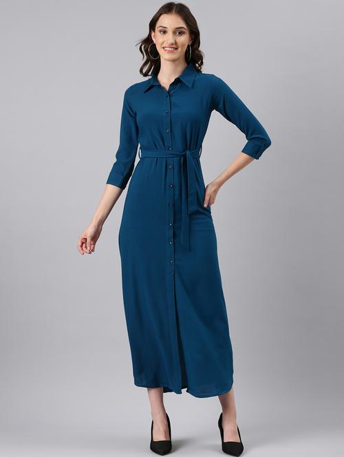 teal solid shirt dress - 20383397 -  Standard Image - 0
