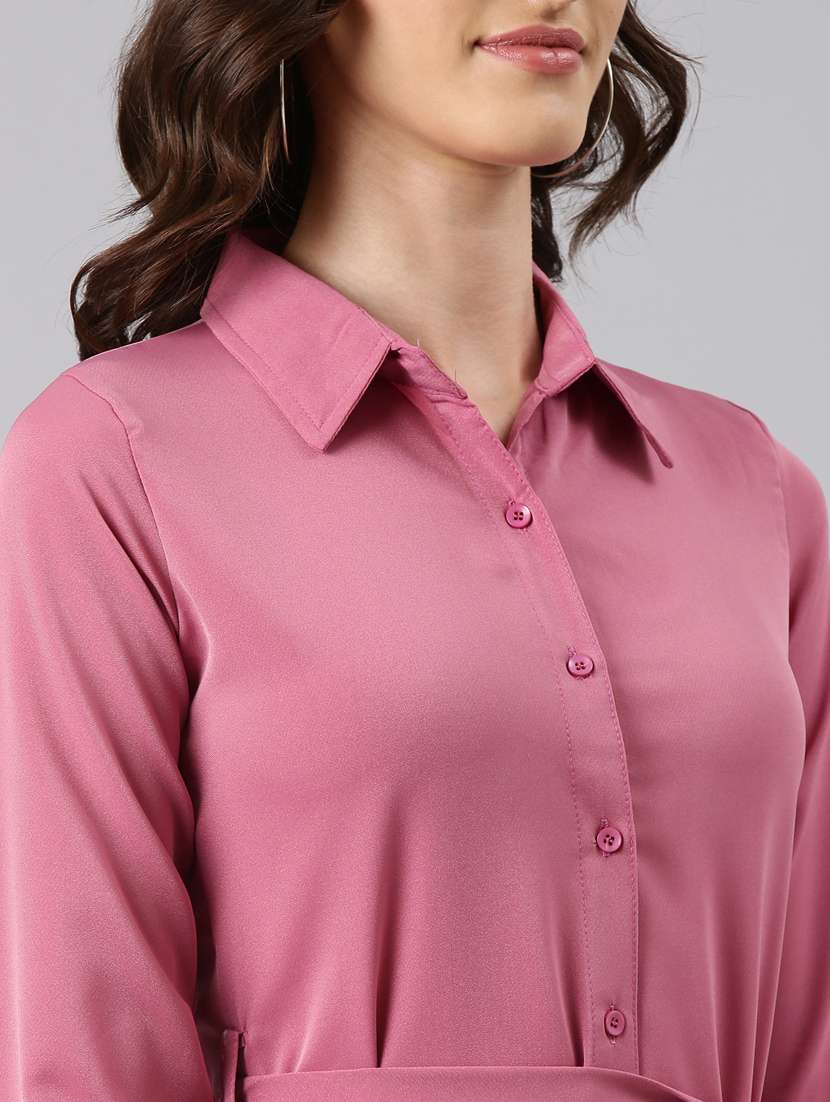 pink solid shirt dress - 20383398 -  Standard Image - 5