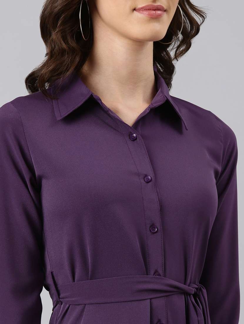 women purple georgette shirt dress - 20383399 - Standard Image - 5