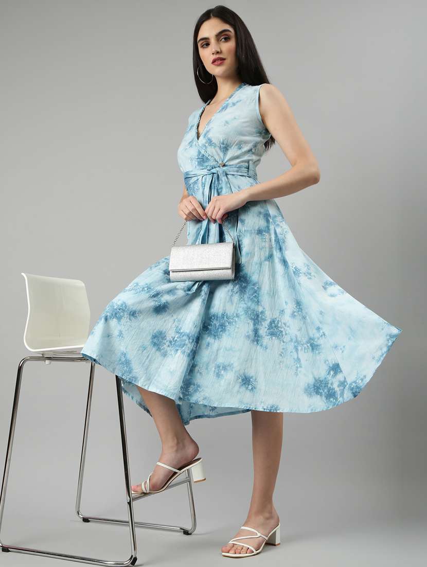 blue tie & dye wrap dress - 20383403 -  Standard Image - 3