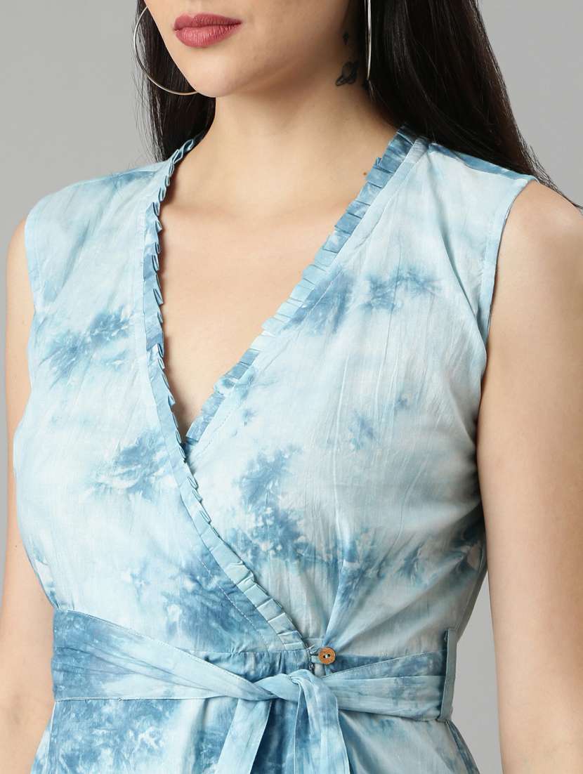 blue tie & dye wrap dress - 20383403 -  Standard Image - 5