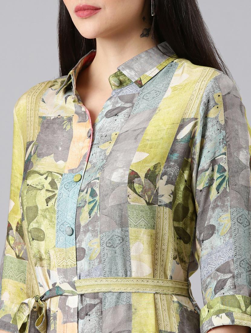 women multi color printed nylon shirt dress - 20383407 - Standard Image - 5