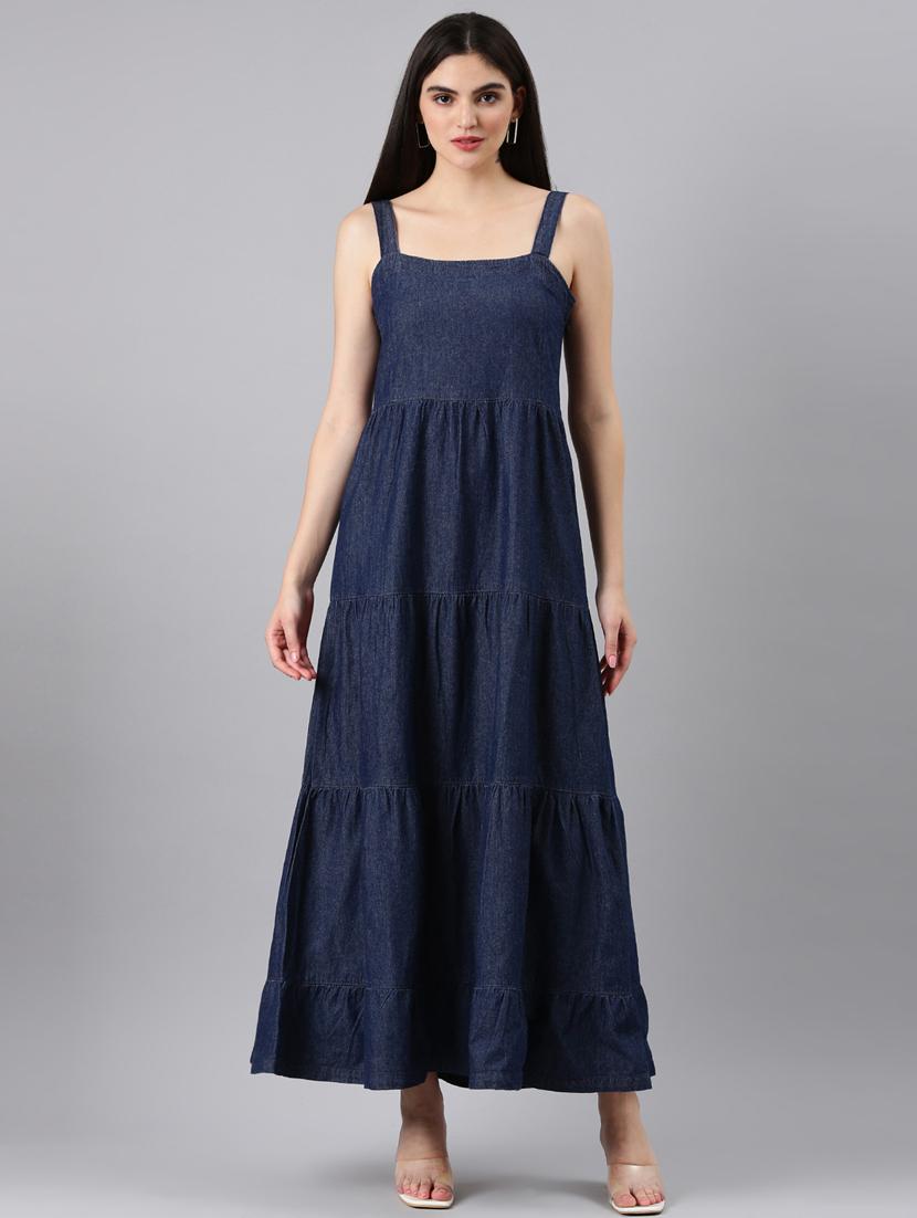 navy blue solid tiered dress - 20383413 - Zoom Image - 0