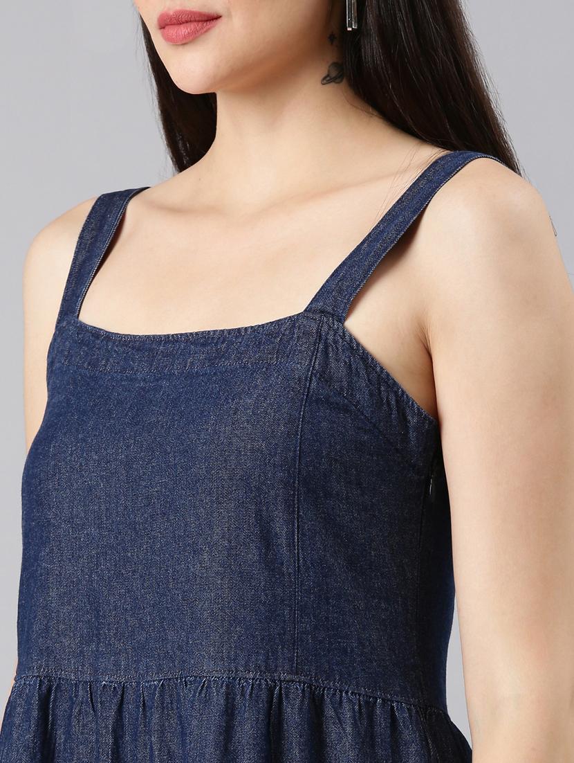 navy blue solid tiered dress - 20383413 - Standard Image - 5