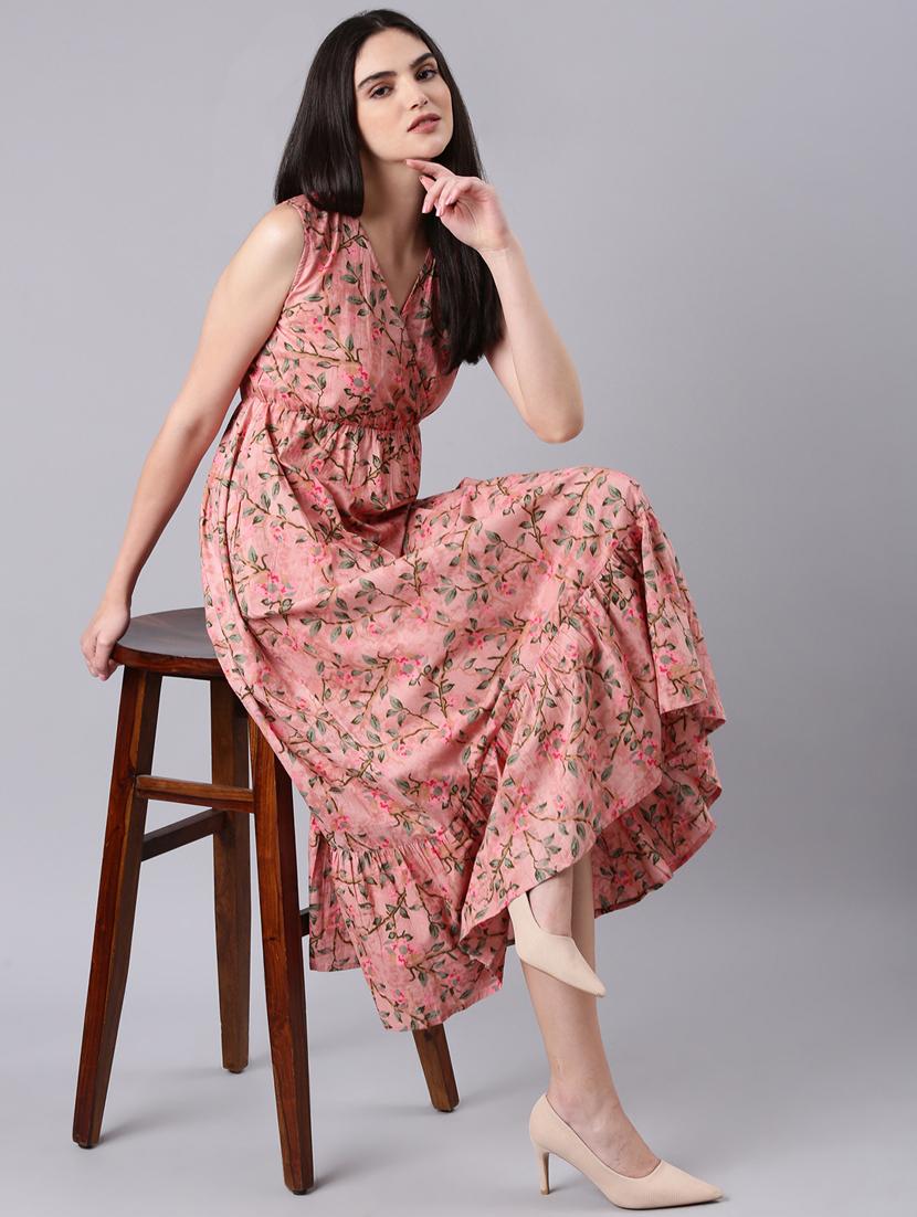 peach floral a-line dress - 20383421 - Standard Image - 3