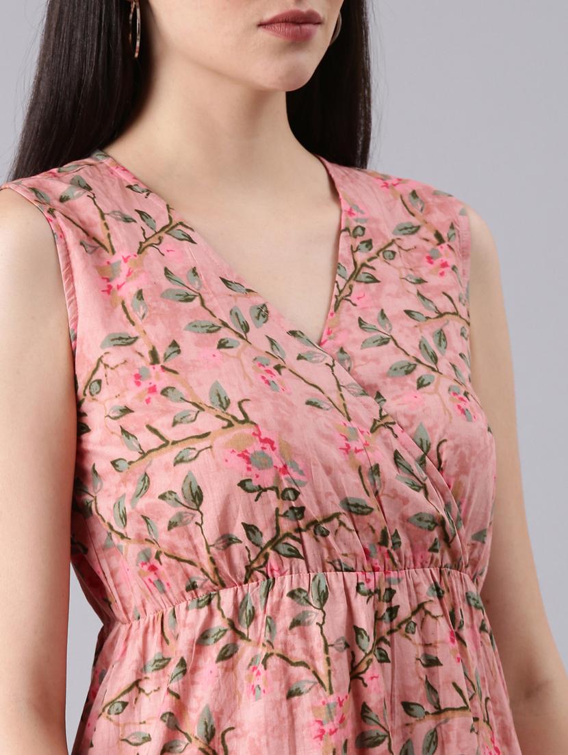 peach floral a-line dress - 20383421 - Standard Image - 5
