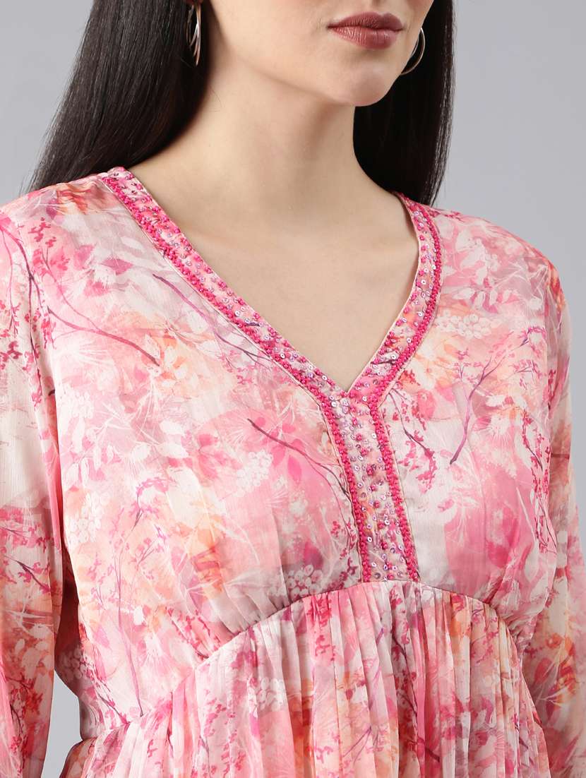 pink floral fit & flare dress - 20383423 - Standard Image - 5