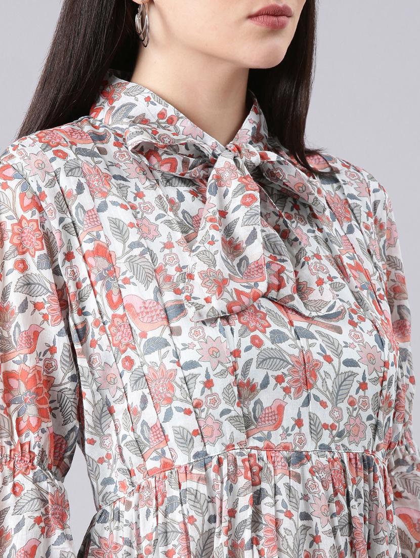 white floral a-line dress - 20383425 - Standard Image - 5