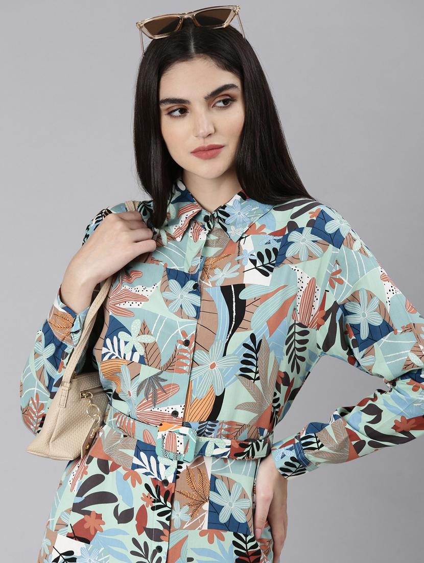 multi color tropical print shirt dress - 20383433 - Standard Image - 3