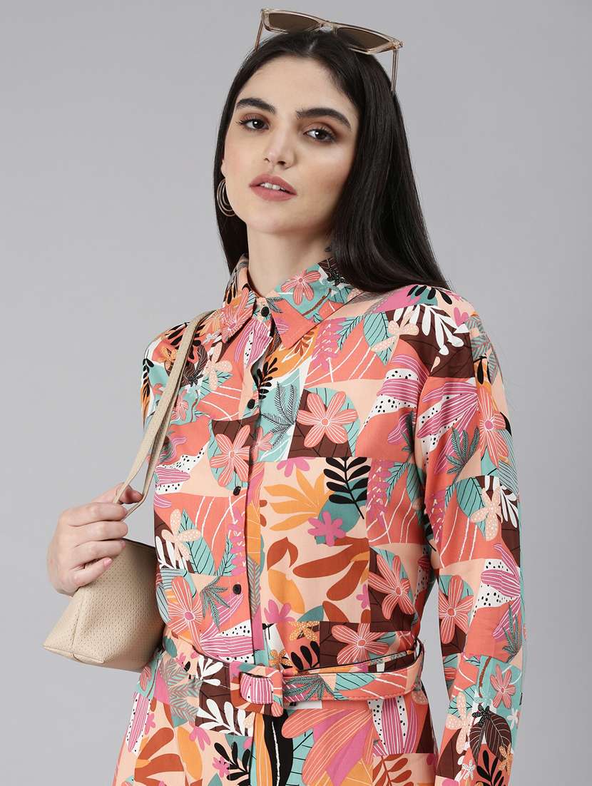 multi color tropical print shirt dress - 20383434 -  Standard Image - 3