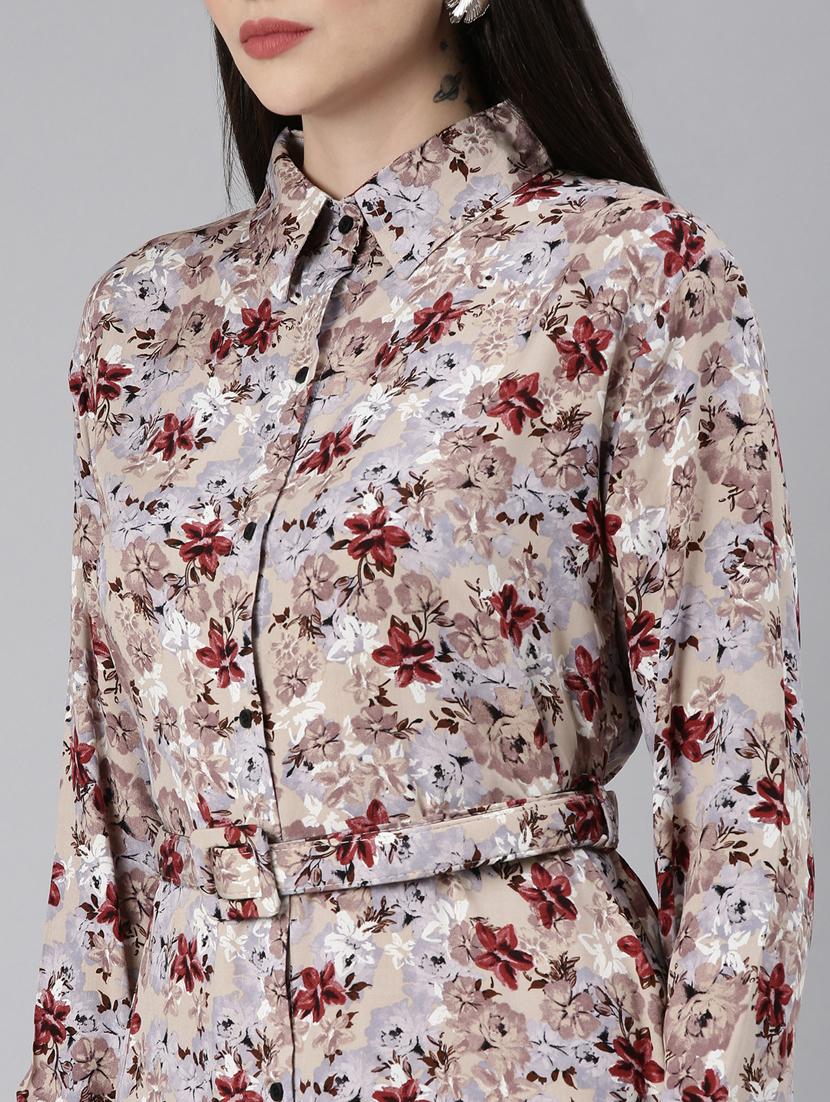 women multi color printed cotton shirt dress - 20383435 - Standard Image - 5