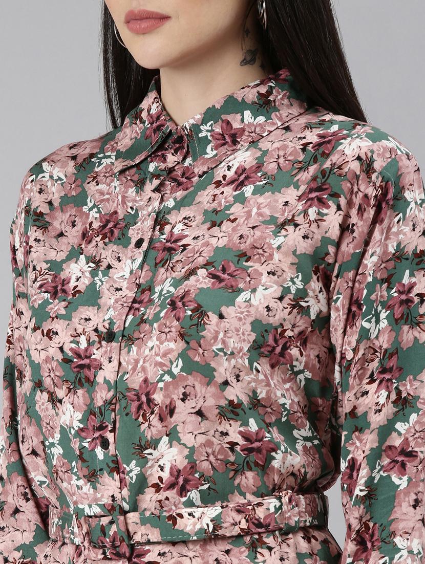 olive floral shirt dress - 20383436 - Standard Image - 5