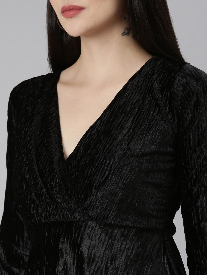black self design skater dress - 20383443 - Standard Image - 5