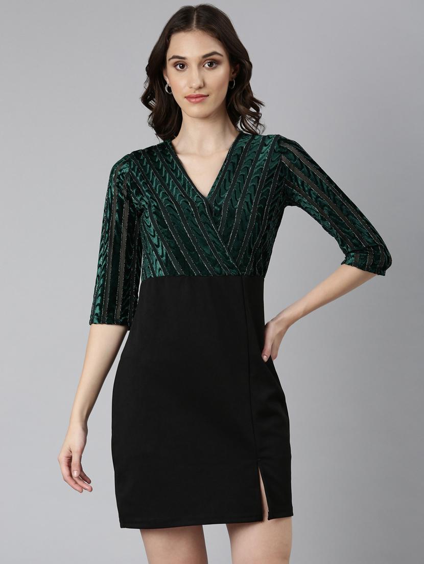 green self designed bodycon dress - 20383445 - Zoom Image - 0