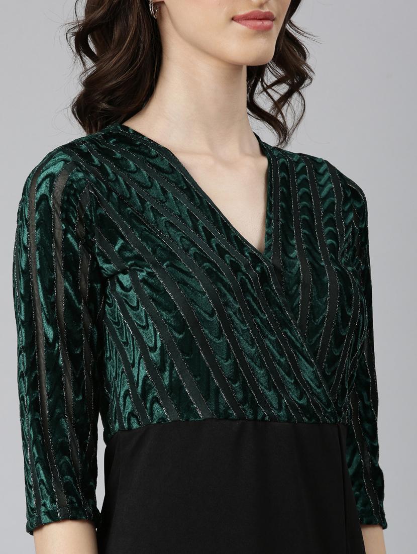 green self designed bodycon dress - 20383445 - Standard Image - 5