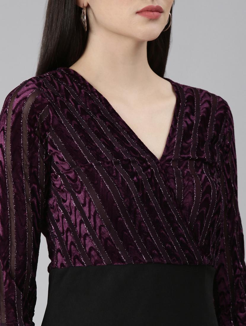 purple self design bodycon dress - 20383446 - Standard Image - 5