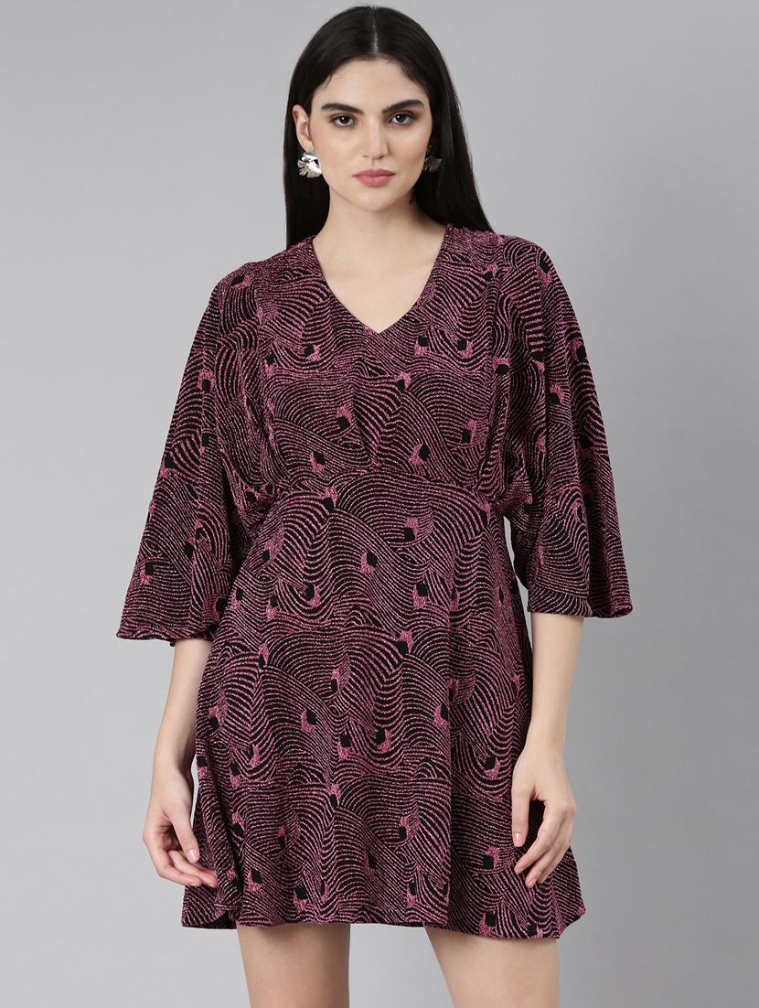 pink self design a-line dress - 20383467 - Zoom Image - 0