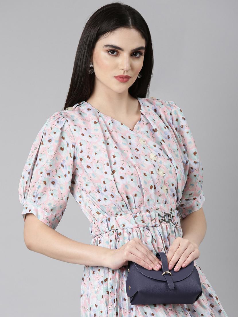 women multi color printed cotton fit & flare dress - 20383468 - Standard Image - 3