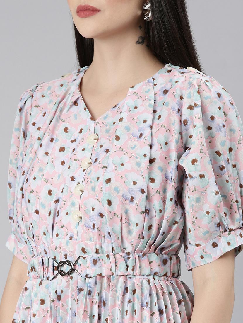 women multi color printed cotton fit & flare dress - 20383468 - Standard Image - 5