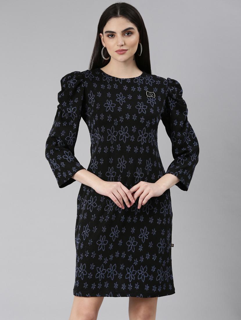 black self design shift dress - 20383472 -  Zoom Image - 0