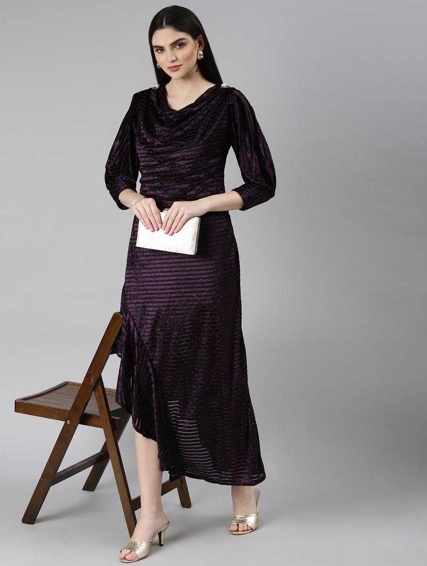purple embellished asymmetric dress - 20383479 - Standard Image - 3