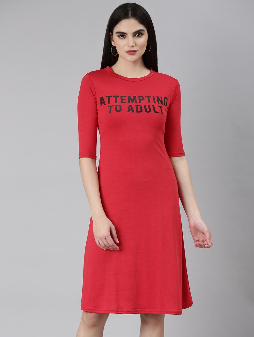 women red cotton a-line dress - 20383486 - Zoom Image - 0