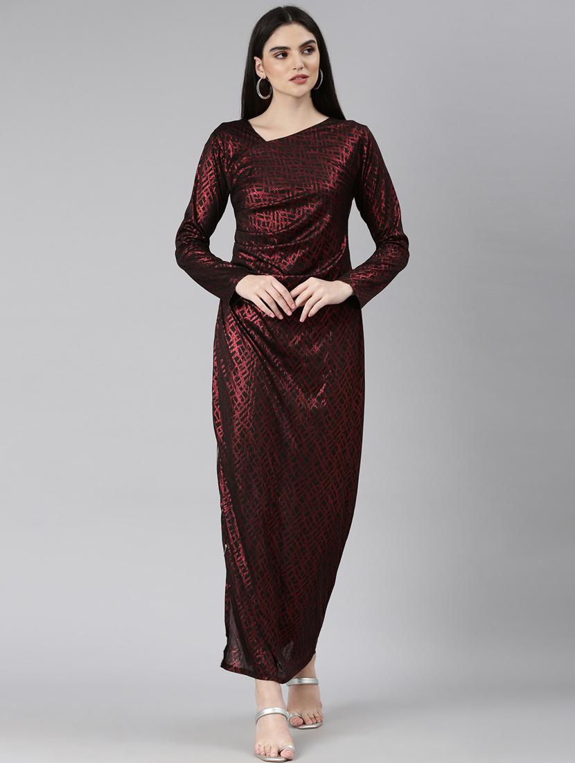 women red viscose asymmetric dress - 20383494 -  Zoom Image - 0