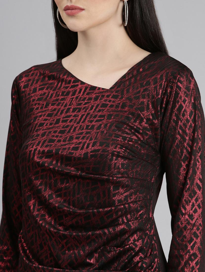 women red viscose asymmetric dress - 20383494 - Standard Image - 5