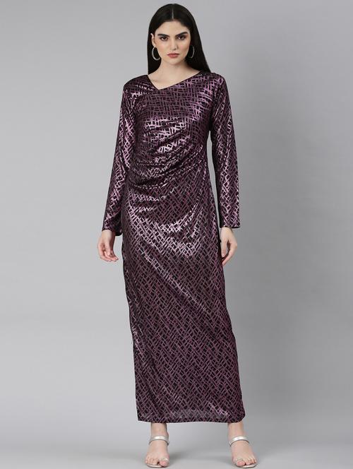 black foil print gown dress - 20383495 - Standard Image - 0