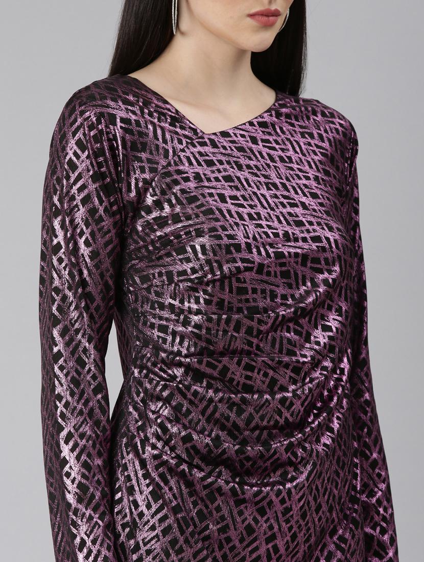 black foil print gown dress - 20383495 - Standard Image - 5
