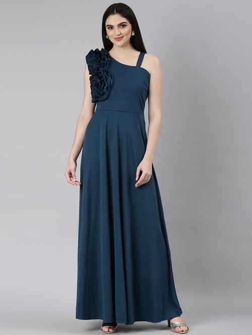 teal solid gown dress - 20383498 -  Standard Image - 0