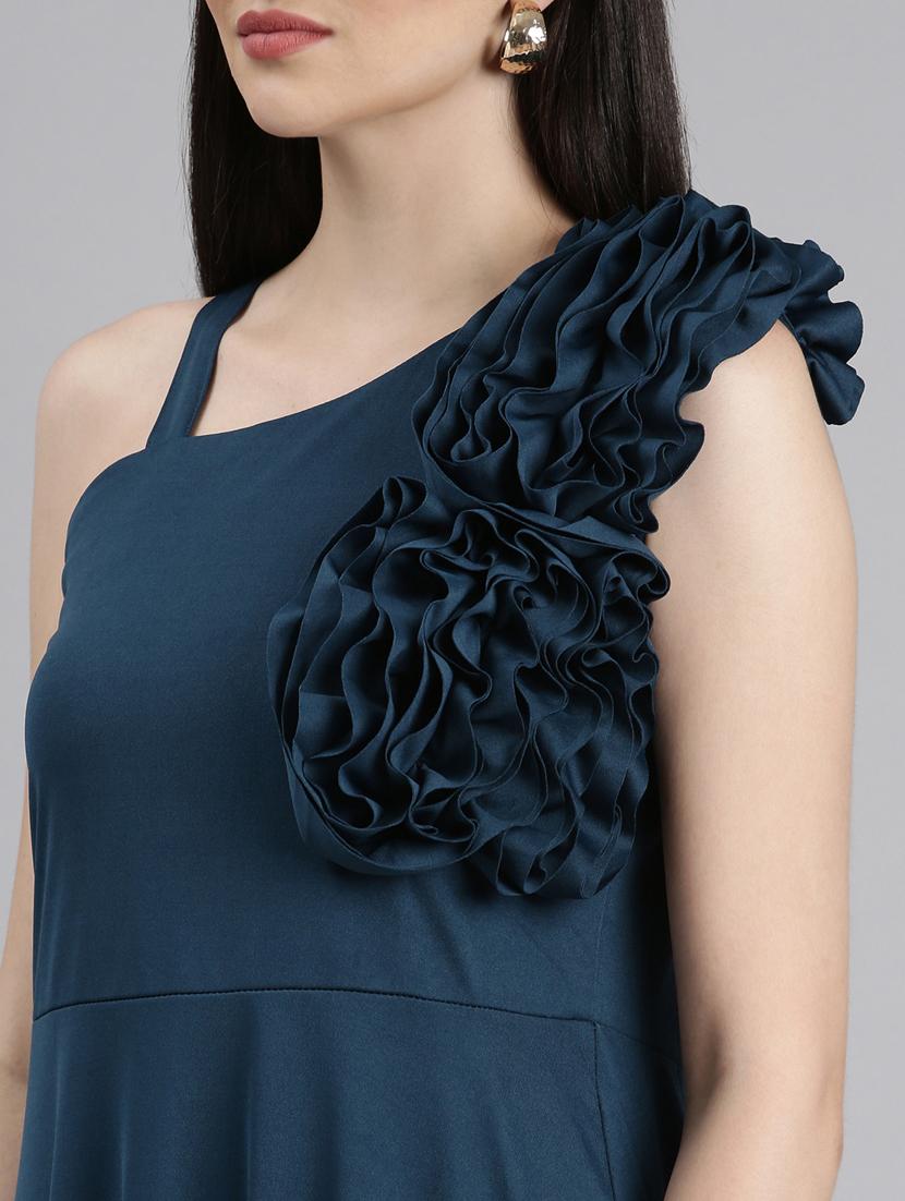 teal solid gown dress - 20383498 - Standard Image - 5