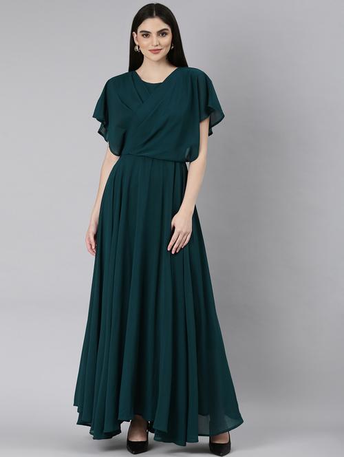 teal solid gown dress - 20383499 - Standard Image - 0