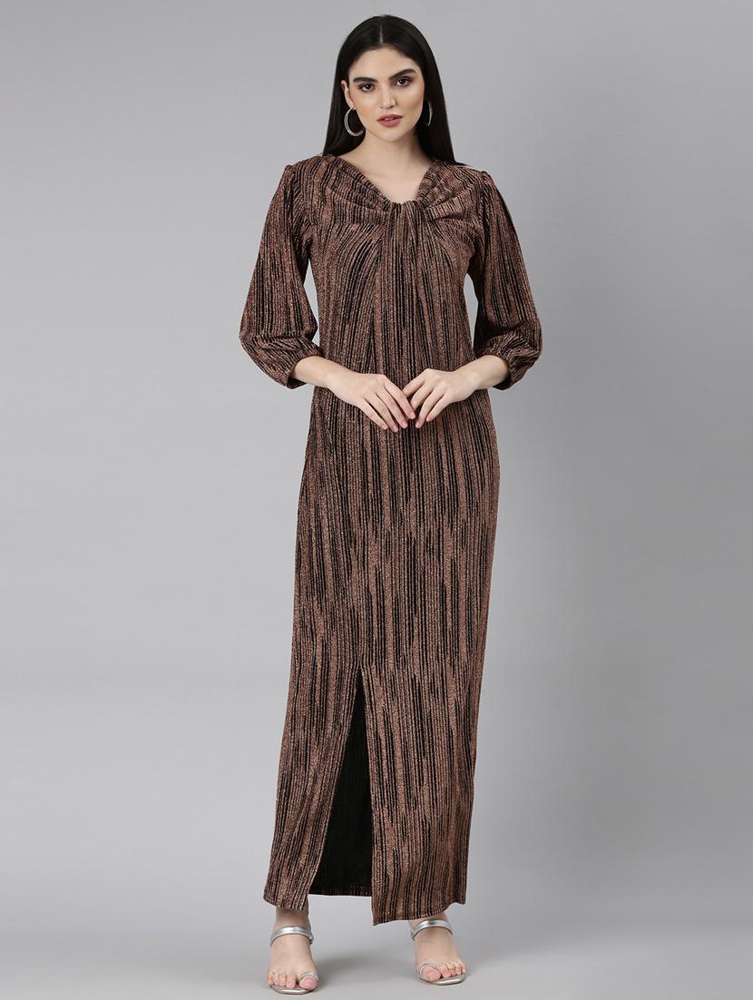 women brown nylon gown dress - 20383503 -  Zoom Image - 0