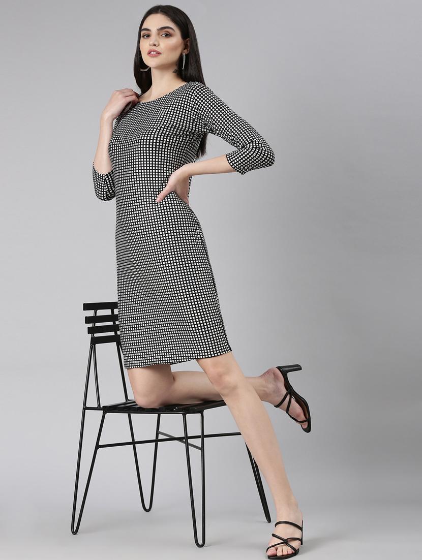 silver foil print sheath dress - 20383515 - Standard Image - 3