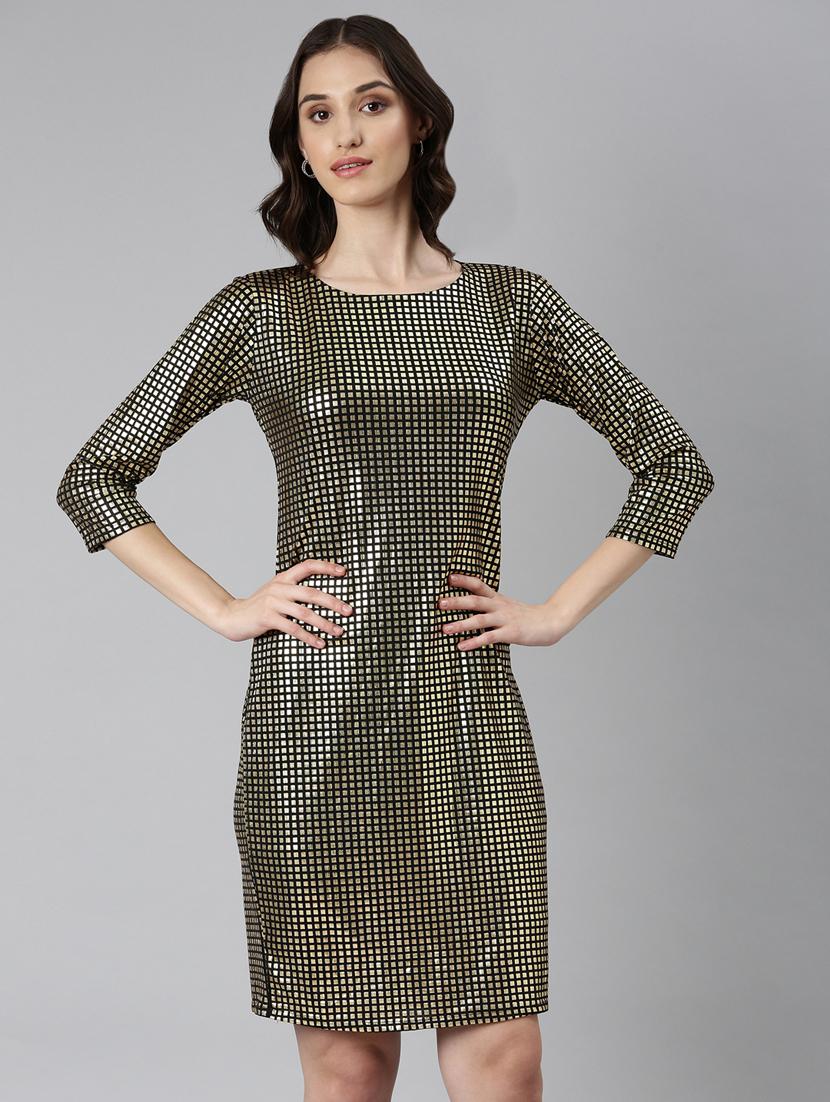 gold foil print bodycon dress - 20383516 - Zoom Image - 0