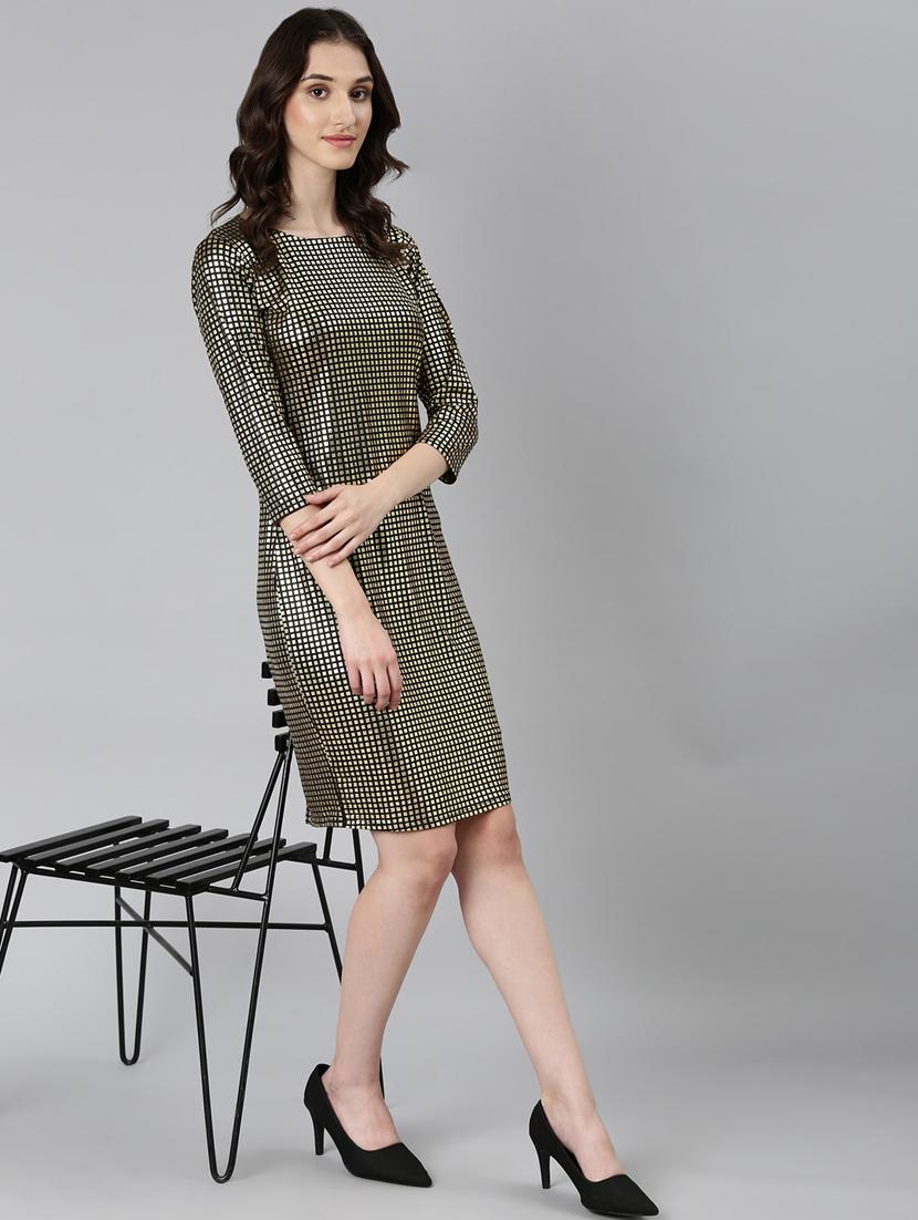 gold foil print bodycon dress - 20383516 - Standard Image - 3
