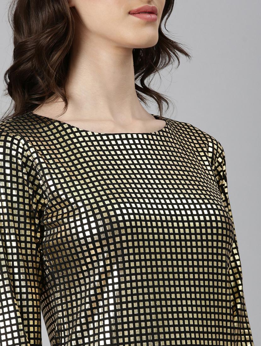gold foil print bodycon dress - 20383516 - Standard Image - 5