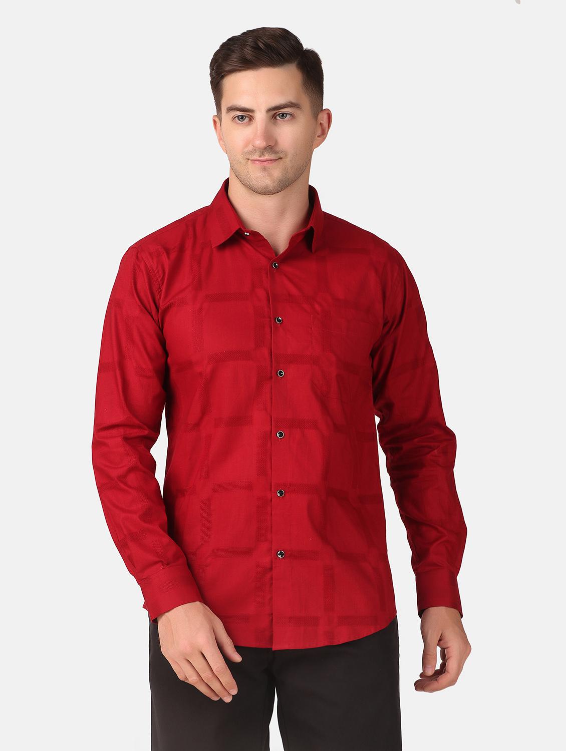 men red self design slim fit cotton casual shirt - 20383549 - Zoom Image - 0