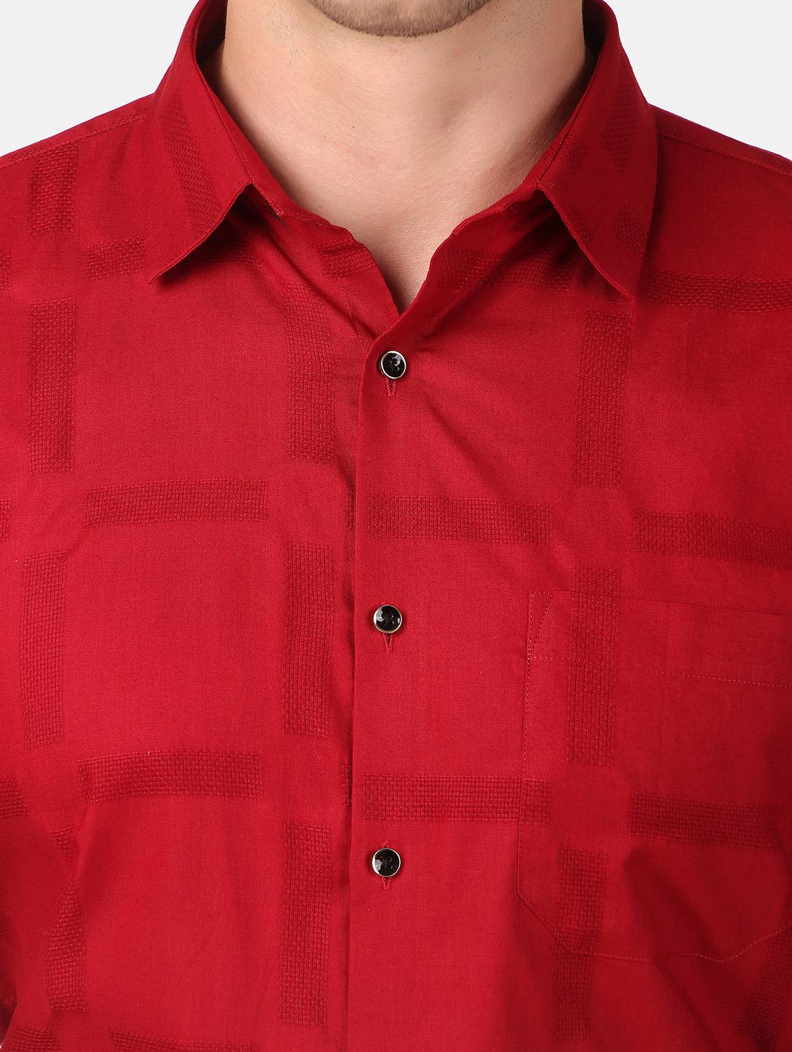 men red self design slim fit cotton casual shirt - 20383549 - Standard Image - 5