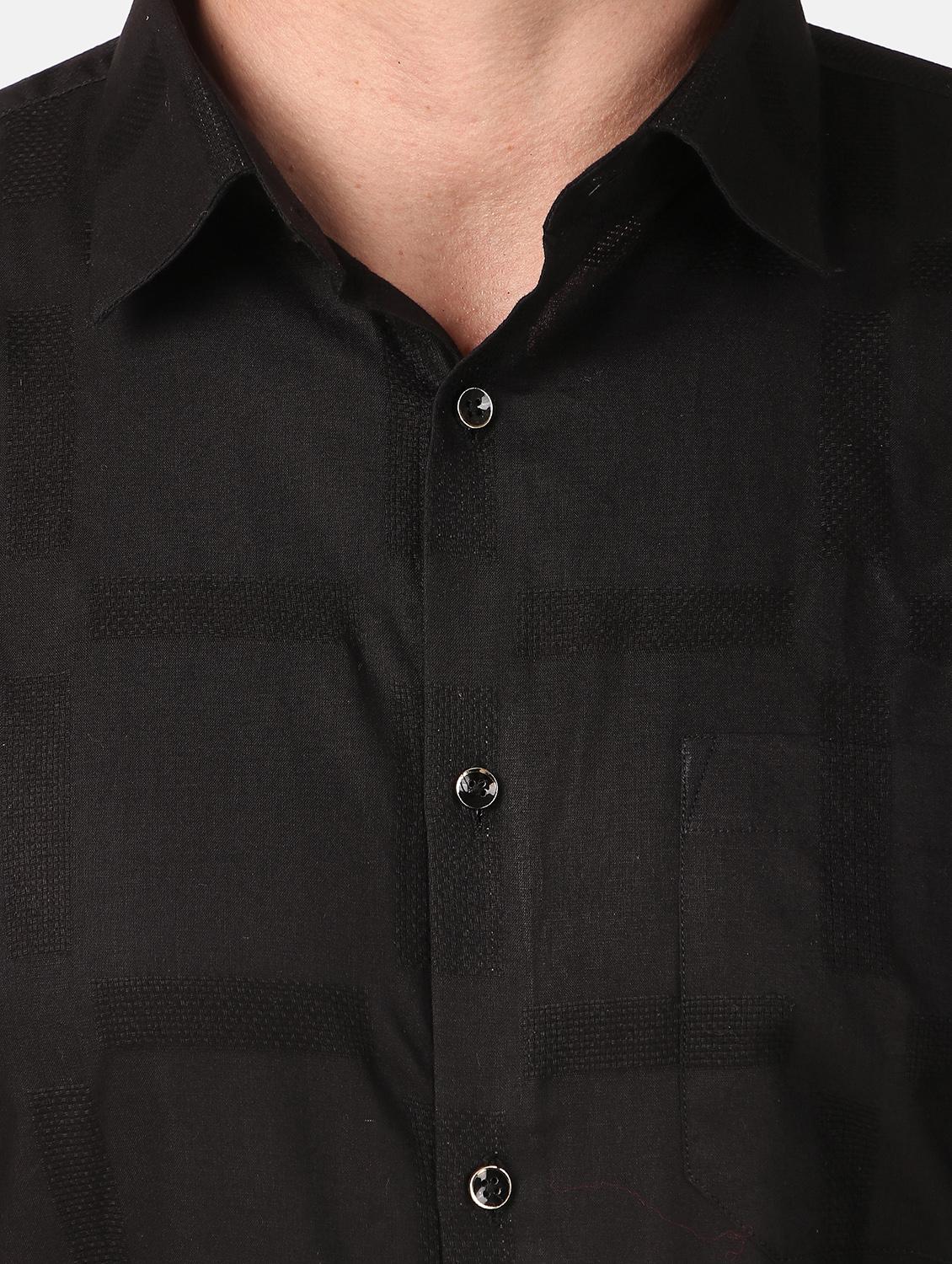 men self design black slim fit cotton casual shirt - 20383551 - Standard Image - 5