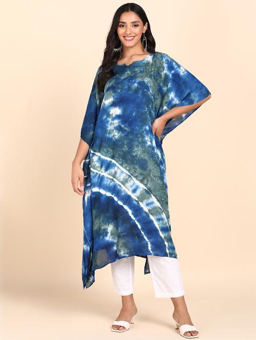 women multi color tie n dye rayon tunics kaftan - 20383719 - Standard Image - 0