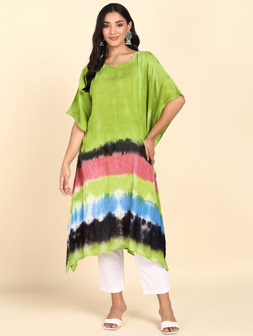 women multi color tie n dye rayon tunics kaftan - 20383720 -  Standard Image - 0