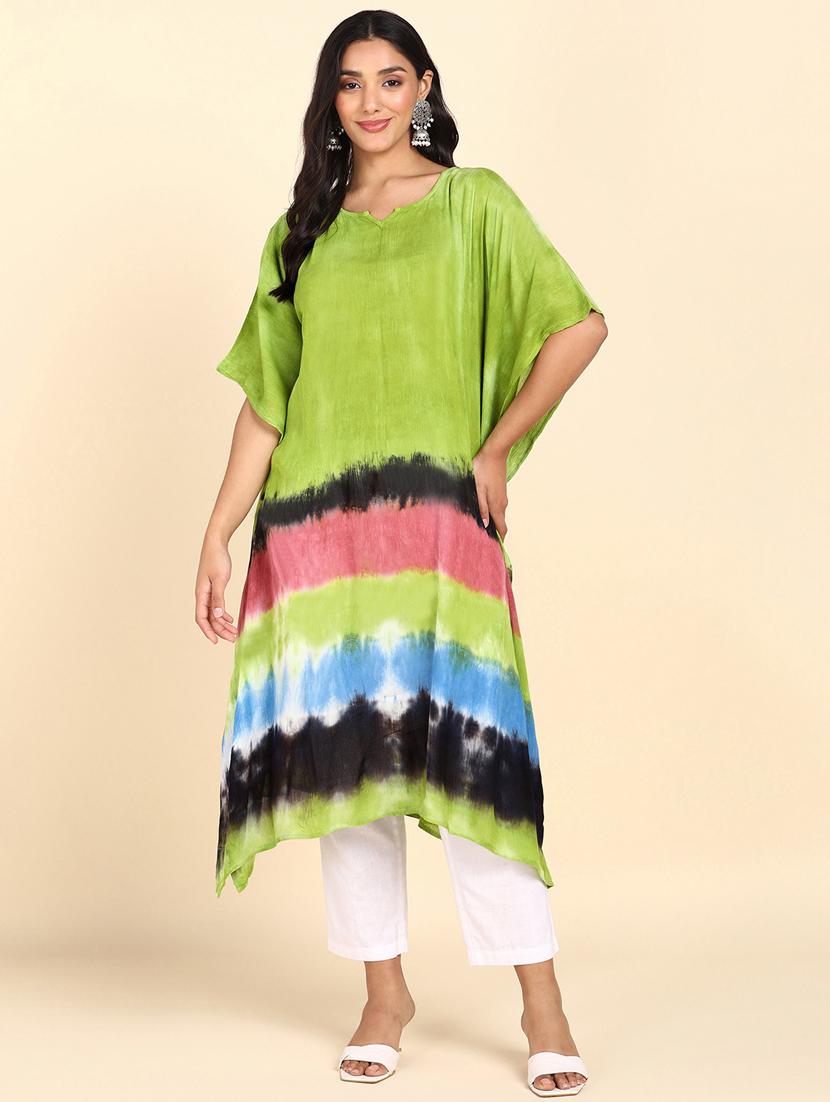 women multi color tie n dye rayon tunics kaftan - 20383720 -  Zoom Image - 0