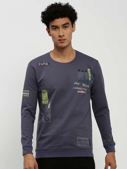 mens front print sweatshirt - 20383855 - Standard Image - 0