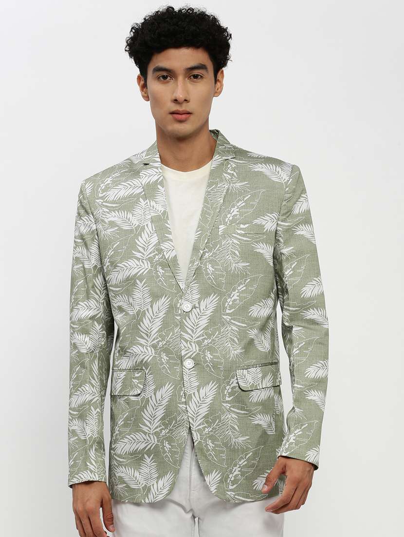 men neo mint printed cotton blend single breasted casual blazer - 20383861 - Zoom Image - 0